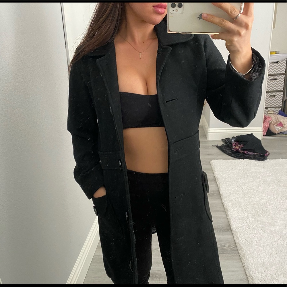 Black Wool Trench Coat